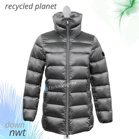 Shiny Silver Metallic Winter Coat Stand-up Collar Down Coat Sustainable
